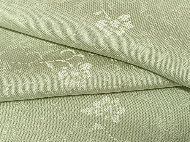 平和屋着物●上質な色無地　花唐草地紋　鶸茶色　正絹　逸品　AAAZ0207zg