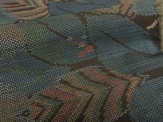 平和屋着物○本場大島紬 カタス7マルキ 南天文 正絹 逸品 AAAZ0215zg