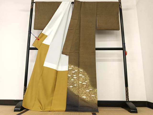 平和屋着物▽上質な小紋 単衣 霞丸文 蛍暈し 正絹 逸品 DAAV5200az