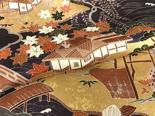 平和屋着物○訪問着 友禅 松竹梅風景花文 金彩 正絹 逸品 AAAZ0277zg