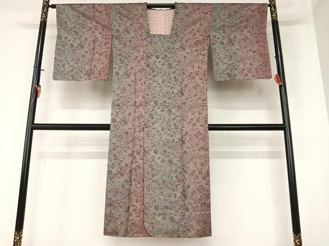 平和屋着物●道行コート　草花文　暈し染め　正絹　逸品　AAAZ0289zg