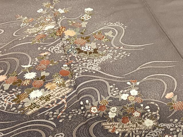 平和屋着物○訪問着 友禅 立波花筏文 暈し染め 金彩 正絹