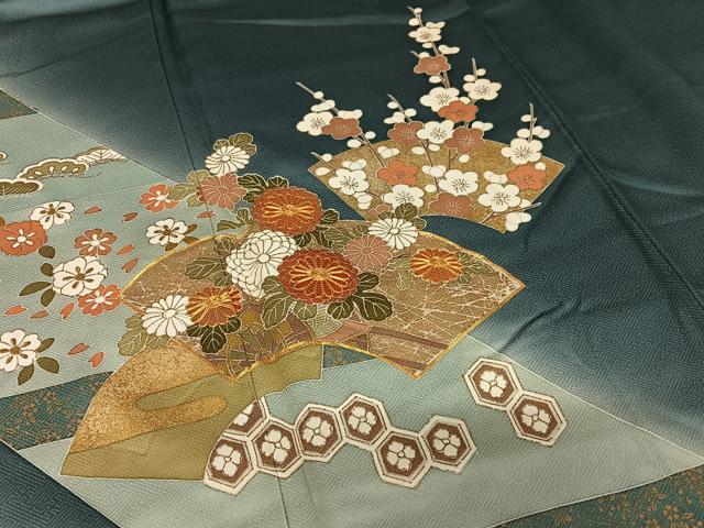 平和屋着物○訪問着 駒刺繍 地紙重ね花文 暈し染め