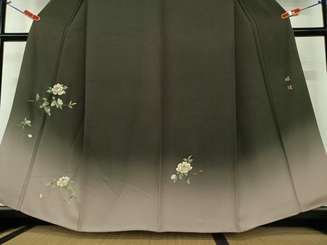 平和屋着物○堀信 訪問着 枝花文 椿 暈し染め 金彩