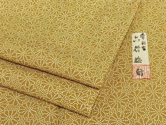 平和屋着物▽人間国宝　初代 六谷梅軒(六谷紀久男)錐彫り　重要無形文化　財伊勢型紙　江戸小紋　単衣　菊尽くし　正絹　逸品　AAAZ0331zg