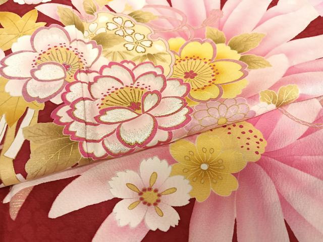 平和屋着物○豪華振袖 刺繍 舞花文 金彩 正絹 逸品 AAAZ0336zg