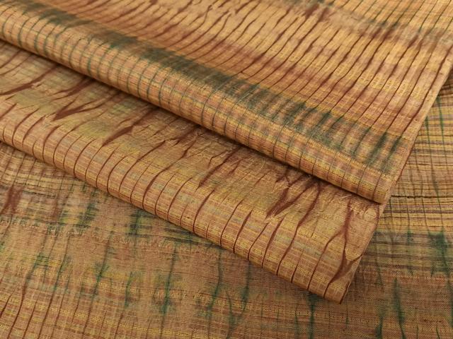 平和屋着物●上質な紬　絞り　変わり縞　正絹　逸品　AAAZ0343zg