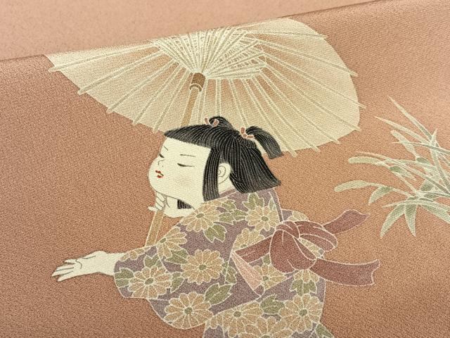 平和屋着物○訪問着 本場染大島紬 作家物 番傘 正絹 逸品 CAAW7209yc