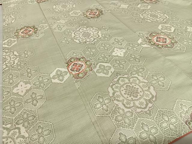 平和屋着物○本場大島紬 白大島 カタス9マルキ 雪輪花文 正絹 逸品