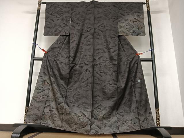 平和屋着物●染色家　岸上純平　本場大島紬　訪問着　カタス9マルキ　花菱文　正絹　逸品　AAAZ0356zg