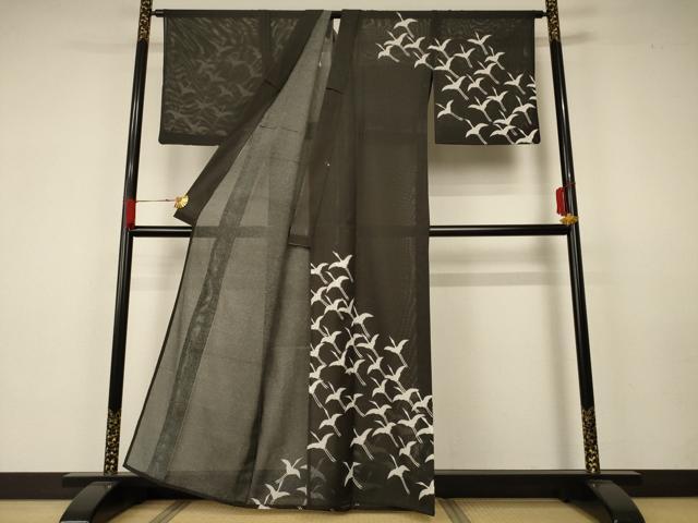 平和屋着物＊夏物　訪問着　絽　飛鶴文　洗える着物　AAAZ0494jd_1