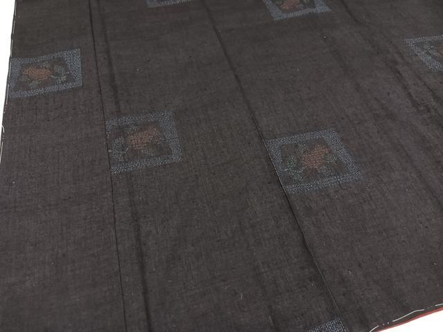 平和屋着物○本場結城紬 重要無形文化財 80亀甲 色紙草花文 正絹