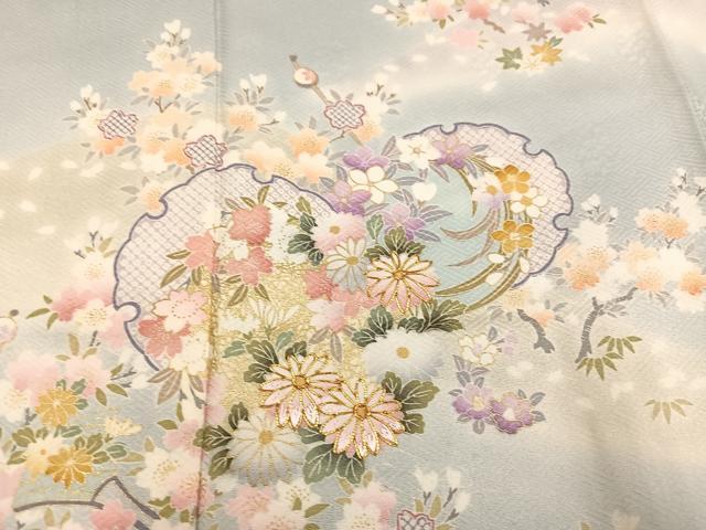 平和屋着物●訪問着　エ霞雪輪宝尽くし　暈し染め　正絹　逸品　AAAZ7229ck 平和屋着物○訪問着 エ霞雪輪宝尽くし 暈し染め 正絹 逸品 AAAZ7229ck