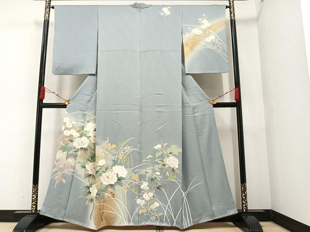 平和屋着物●訪問着　枝花文　暈し染め　金彩　正絹　逸品　AAAZ0570ph