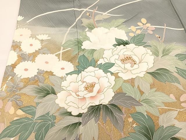 平和屋着物○訪問着 枝花文 暈し染め 金彩 正絹 逸品 AAAZ0570ph