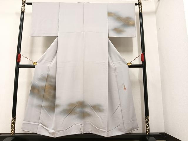 平和屋着物●箔工芸作家　河村喜之助　訪問着　霞文　暈し染め　金彩　正絹　逸品　AAAZ0571ph