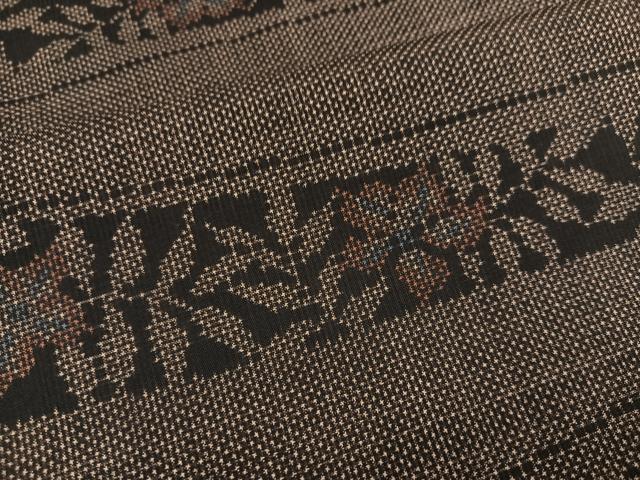 平和屋着物○本場大島紬 一元絣 横段草花文 正絹 逸品 AAAZ0578ph