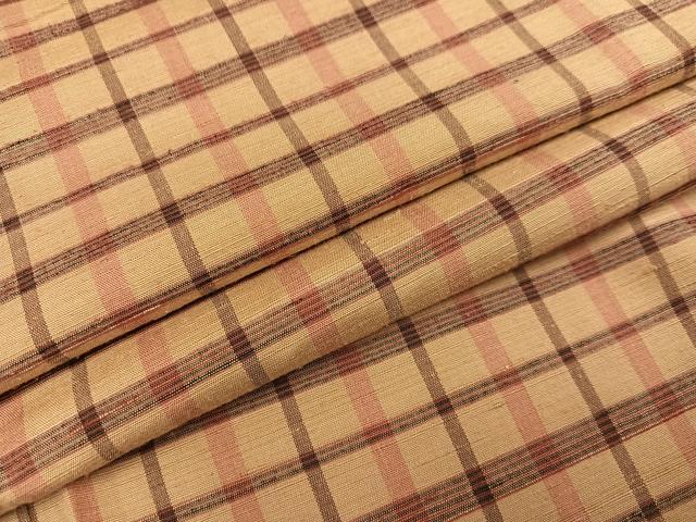 平和屋着物●上質な紬　格子　正絹　逸品　AAAZ0588ph