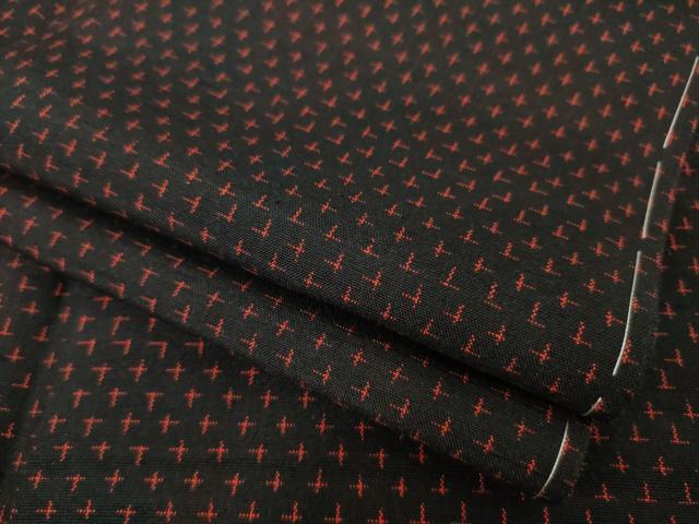 平和屋着物●上質な紬　十字絣　黒地　正絹　逸品　AAAZ0604ck