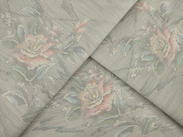 平和屋着物●本場大島紬　白大島　カタス9マルキ　舞花文　正絹　逸品　未使用　AAAZ0615ck