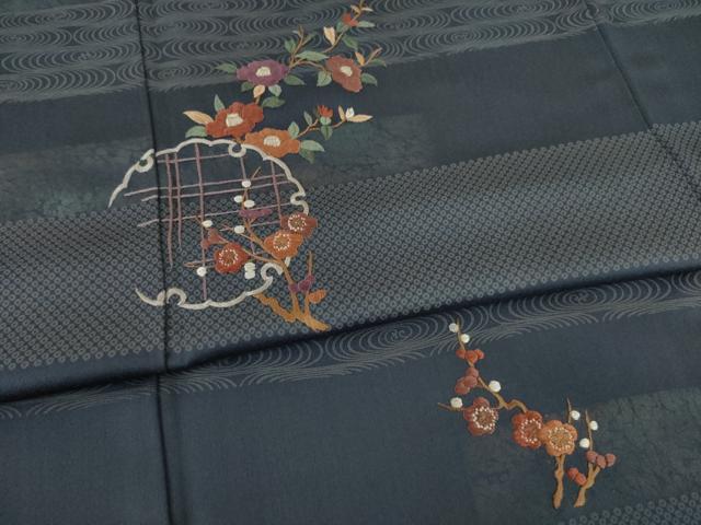 平和屋着物○訪問着 刺繍 雪輪花文 正絹 逸品 AAAZ0641ck