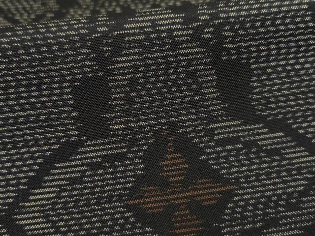 平和屋着物○本場大島紬 幾何学花文 羽生優作 証紙付き 正絹 逸品