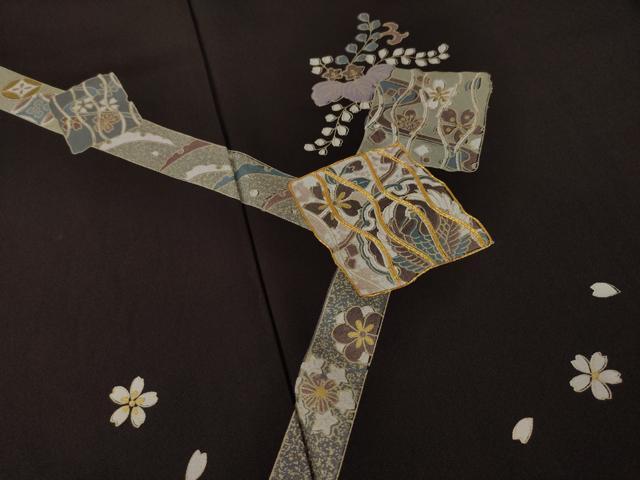 着物屋こころ■極上　訪問着　お召地　駒刺繍　秋草文　金彩　逸品　ｊ1182 着物屋こころ□最高級 訪問着 駒刺繍 花尽くし吉祥文 金彩 逸品