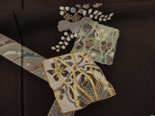 平和屋着物●訪問着　駒刺繍　地紙吉祥花文　金彩　正絹　逸品　AAAZ0653ck 平和屋着物○訪問着 駒刺繍 地紙吉祥花文 金彩 正絹 逸品