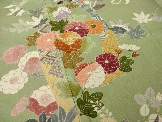 平和屋着物○創業460年・千總 訪問着 駒刺繍 短冊花文 金彩 正絹 逸品