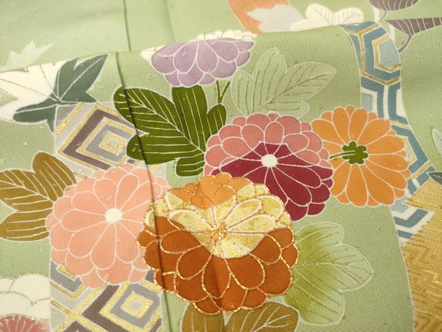 千總謹製 落款入 訪問着 阪急扱い 金駒 刺繍 金彩加工 束ね熨斗文様 正絹 千總謹製 落款入 訪問着 阪急扱い 金駒 刺繍 金彩加工 束ね熨斗