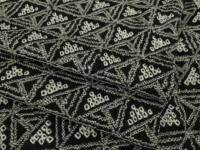 平和屋着物○上質な小紋 幾何学文様 黒地 正絹 逸品 CAAU9606vf