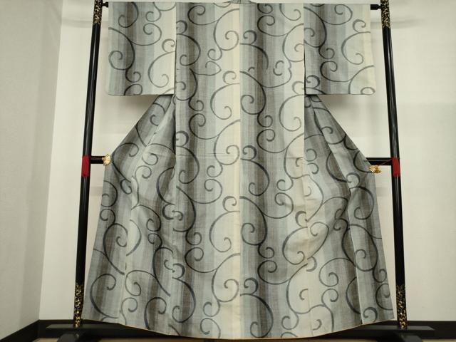 平和屋着物●上質な紬　唐草文　正絹　逸品　AAAZ0680ck