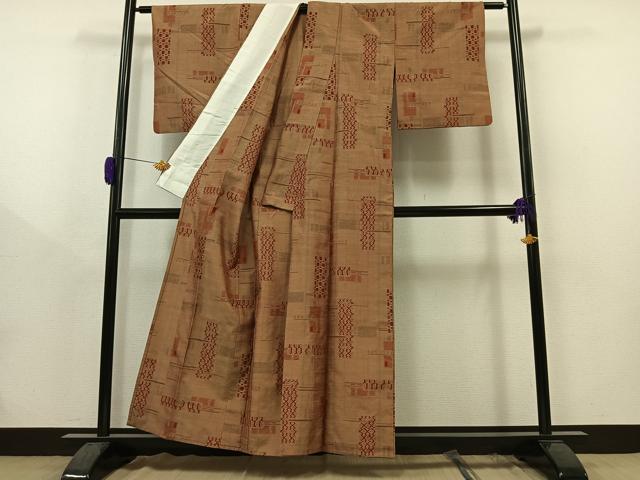 平和屋着物▽上質な紬 単衣 花唐草文 正絹 逸品 CAAS2469xi