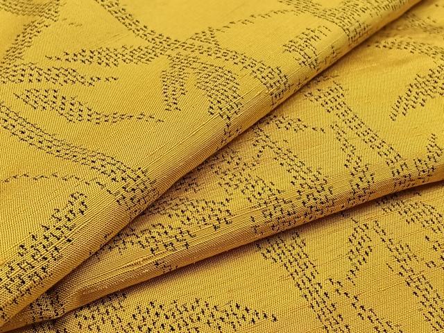 平和屋着物▽上質な紬　単衣　笹竹文　正絹　逸品　未使用　AAAZ0965jh