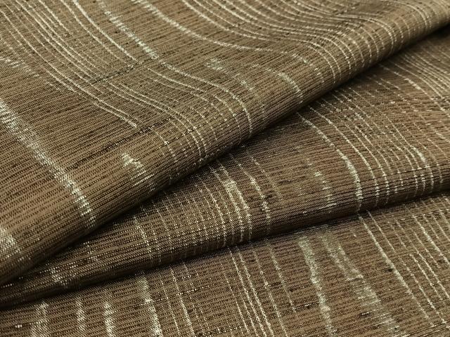平和屋着物▽上質な紬　単衣　杢目文様　正絹　逸品　AAAZ0969jh