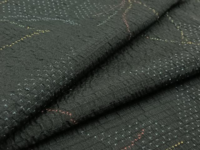 平和屋着物▽上質な紬　単衣　舞蝶文　正絹　逸品　AAAZ0971jh