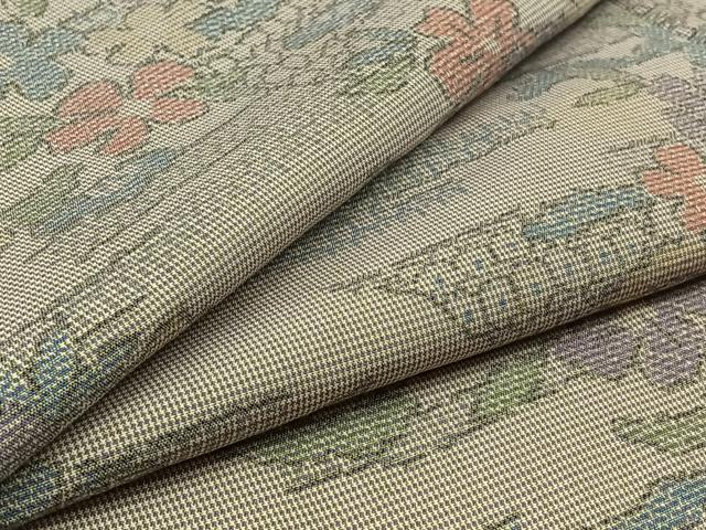 平和屋着物▽紬　単衣　草花文　AAAZ0980jh