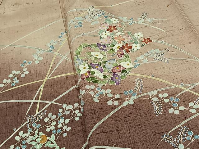 平和屋着物▽訪問着 単衣 作家物 鴛鴦花文 暈し染め