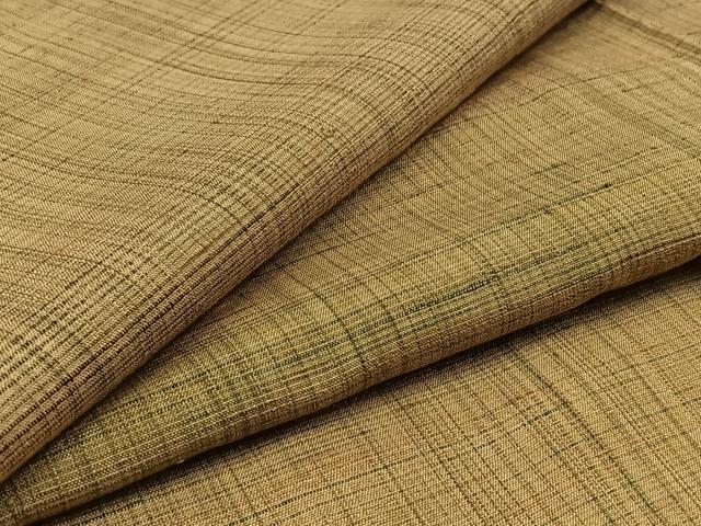 平和屋着物▽上質な紬　単衣　霞文　正絹　逸品　AAAZ0984jh