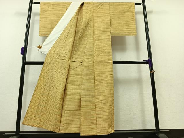 平和屋着物▽上質な紬 単衣 格子 正絹 逸品 未使用 AAAZ0988jh