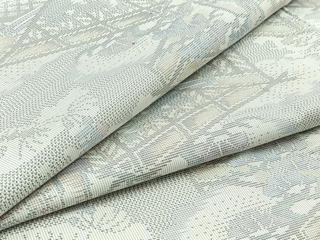 平和屋着物▽本場大島紬　白大島　単衣　風景文　正絹　逸品　AAAZ0989jh