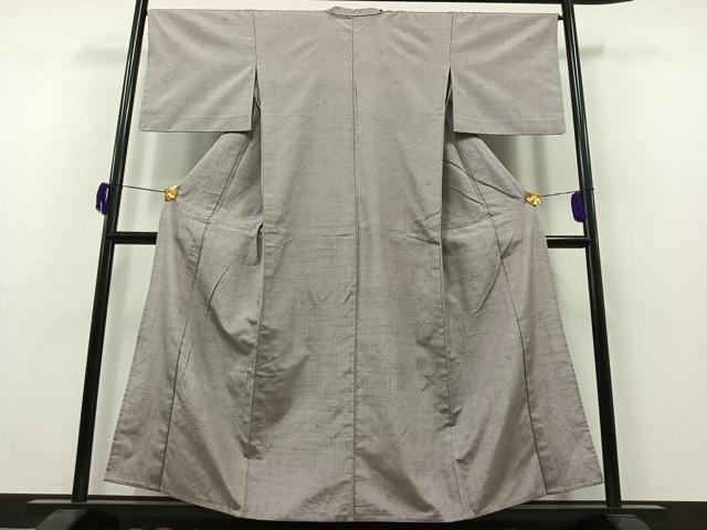 平和屋着物▽上質な紬 単衣 菱文 正絹 逸品 AAAZ0991jh