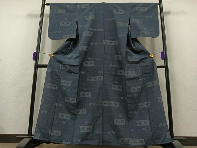 平和屋着物▽上質な小紋　単衣　色紙蝶文　正絹　逸品　未使用　AAAZ0992jh 平和屋着物▽上質な小紋 単衣 色紙蝶文 正絹 逸品 未使用