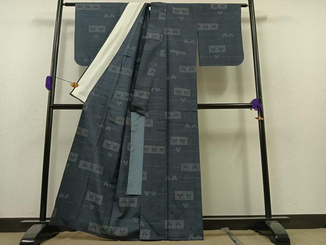 平和屋着物▽上質な小紋　単衣　色紙蝶文　正絹　逸品　未使用　AAAZ0992jh 平和屋着物▽上質な小紋 単衣 色紙蝶文 正絹 逸品 未使用