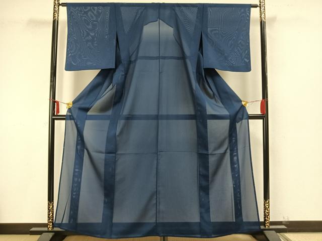 平和屋着物＊夏物 色無地 絽 青藍色 正絹 逸品 AABC1834jd