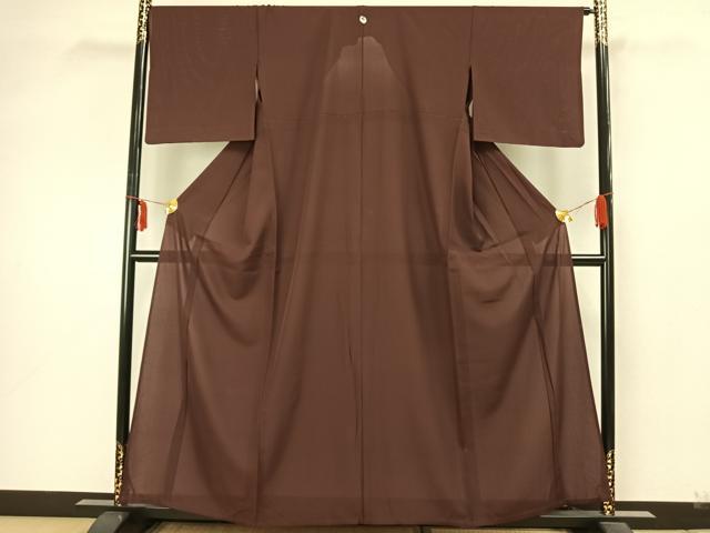 平和屋着物＊夏物 色無地 風景紋紗 褐返色 正絹 逸品 AAAZ8455jd