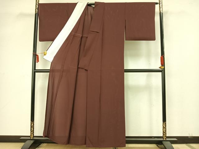 平和屋着物＊夏物 色無地 風景紋紗 褐返色 正絹 逸品 AAAZ8455jd