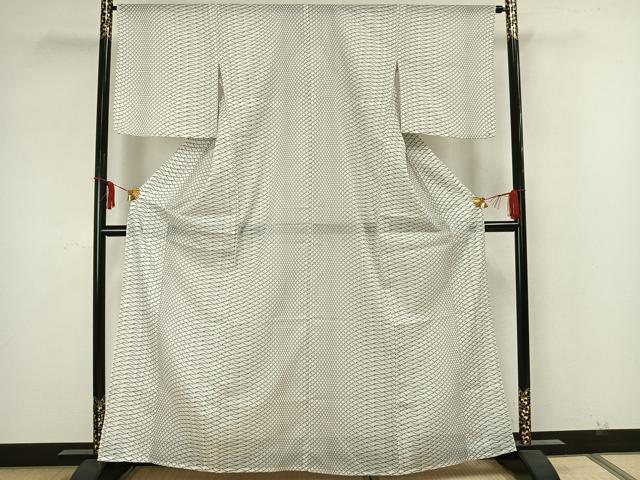 平和屋着物＊夏物 小紋 絽 幾何学文 反端付き 正絹 逸品 AAAZ1312fy