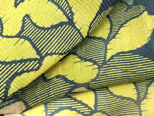 平和屋着物＊夏物　紗　紬　草花文　正絹　逸品　AAAZ1275fy