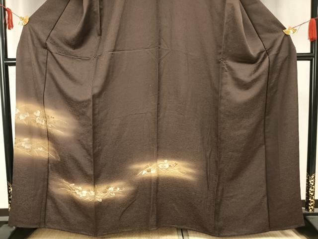 平和屋着物▽訪問着　単衣　駒刺繍　蔦の葉文　金彩　正絹　逸品　AAAZ1351fy_2